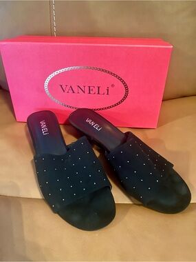 VANELi Black Embellished Slide Sandals